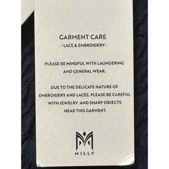 NEW MILLY Wyatt Cotton Lace Skirt 8 Navy Tiered Floral Smocked Waist Angst $325 - Picture 6 of 14